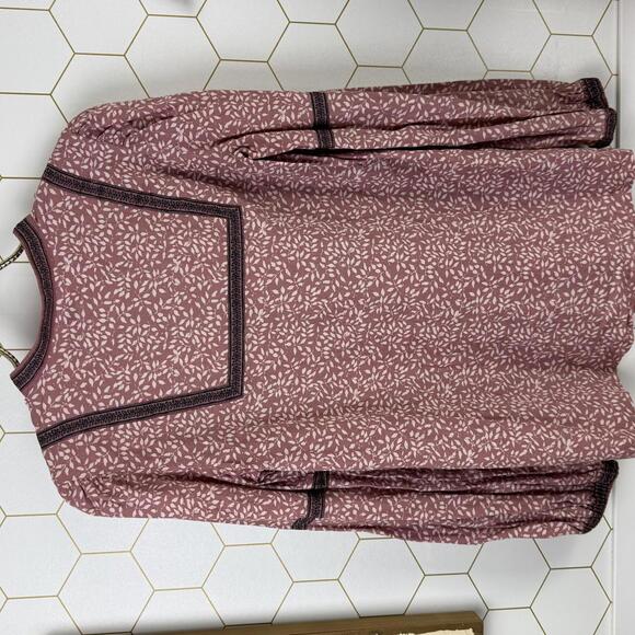 Faherty Mauve Pink Aurora Leaf Organic Cotton Peasant Boho - Size - XS - Picture 4 of 8